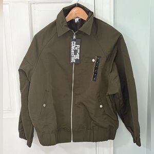 Future Collective Oversized Bomber Jacket – Small - NWT | Olive Green | Full Zip